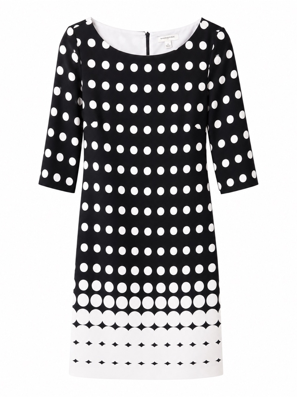 Banana Republic Black and White Polka Dot Long Sleeve Sheath Dress